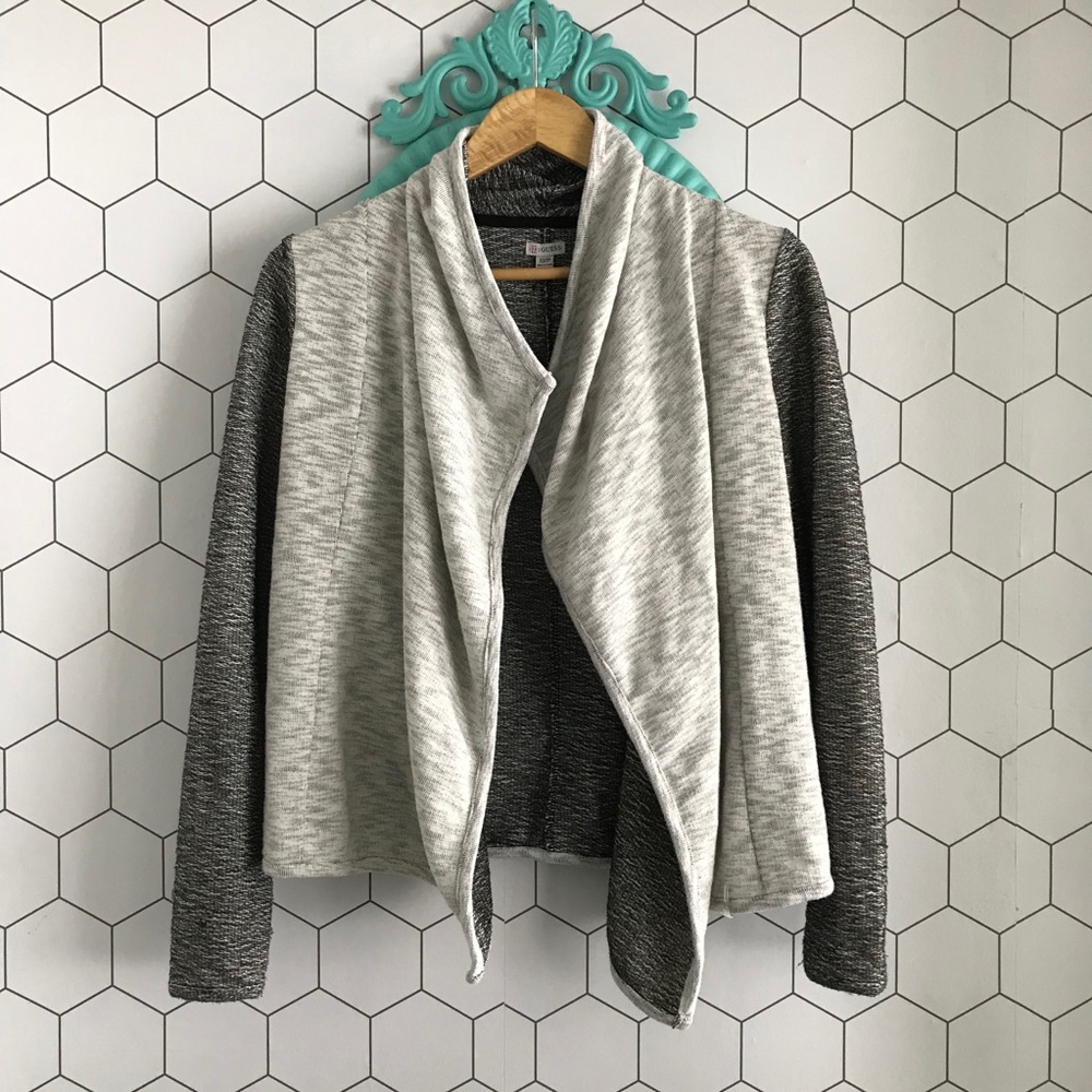 GUESS Open Front Drape Knit Cardigan Sweater